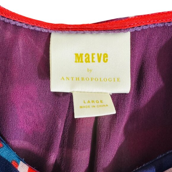 Maeve Anthropologie Women's Size L Anderson Patchwork Floral Ruffle Blouse - Picture 5 of 6